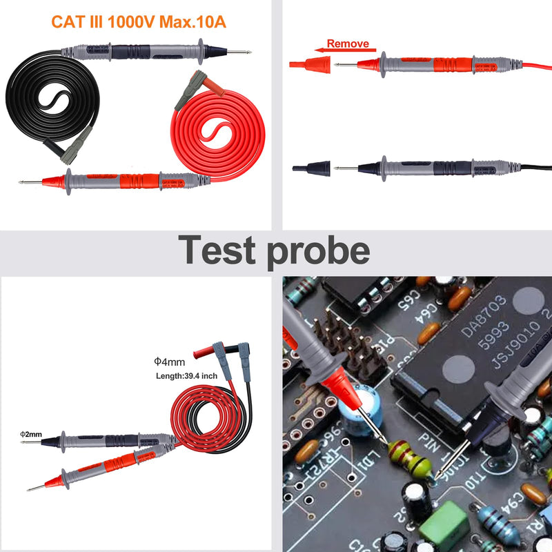 13 in 1 Professional Electrical Test Leads Multimeter Test Leads Set with Soft Tool Carrying Case Alligator Clips Test Hook Test Probes Lead for Digital Electrical Multimeter Testing