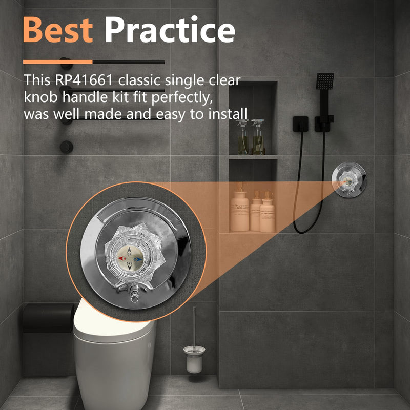RP41661 Replacement Shower Faucet Handle for Delta and Peerless Single Handle Faucets with Button, Screw, Connector and Set Screw