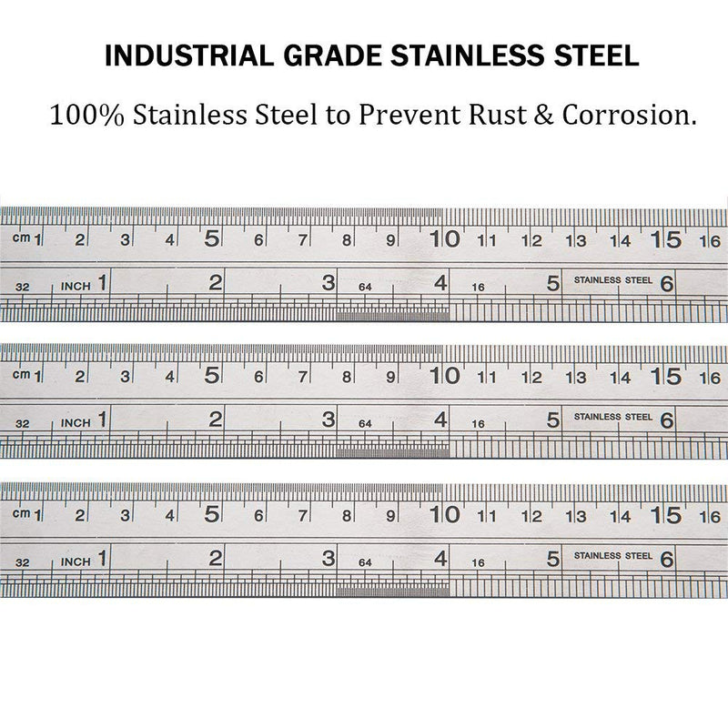 ZZTX Ruler Metal Straight Edge Ruler Stainless Steel Ruler 12 Inch Ruler Set Rulers Bulk 1 Pack
