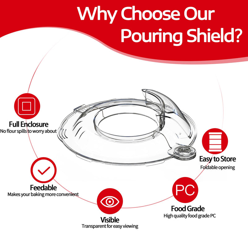 Pouring Shield for KitchenAid Tilt Head 4.5-5 QT (for Stainless Steel Bowls Only), for Kitchen aid Accessories and Attachments, Fully Enclosed Foldable Lid Mixer Bowl Cover, Not For Bowl Lift