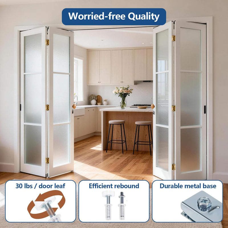 Bifold Door Hardware Kit 30in for Closet | Folding丨Steel track | Pivots & wheels | 200lb capacity | Easy DIY repair/replacement 30" Track-1 V Fold