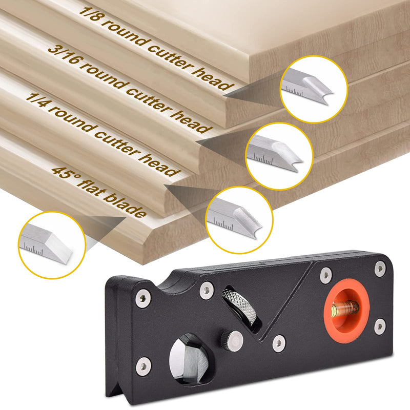 Chamfer Plane-Woodworking Edge Corner Plane with Auxiliary Locator, Hand Plane Suitable for Quick Edge Trimming of Wood (W/7cuters) Black Purle