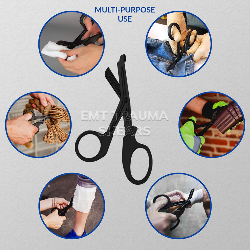 Bandage Scissors – Stainless Steel Medical Scissors for Nurses – Non-Stick Trauma Shears (Black, 5.5 Inch) Black