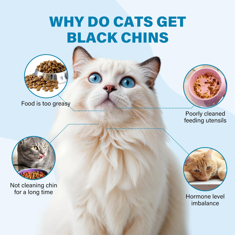 Cat Black Seed Cleaner Kit,4 fl.oz Remove Cat Chin Blackheads Gentle & Effective Acne Chin Treatment 2-in-1 Wash and Black Seed Brush Soft Silicone Cat Grooming Scraper Brush - PawsPlanet Australia