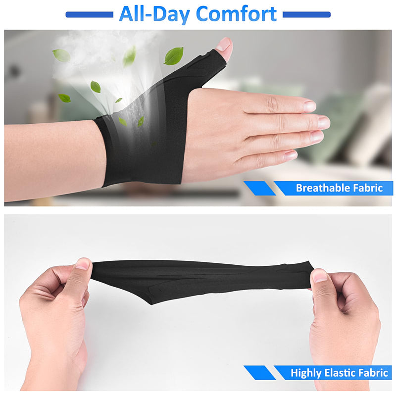Thumb Wrist Brace Copper Compression Stabilizer Thumb Support Spica Splint for Carpal Tunnel, Arthritis, Tendonitis and TFCC Pain Relief - Women & Men - Fits Left or Right Hand - Breathable, Soft and Medium