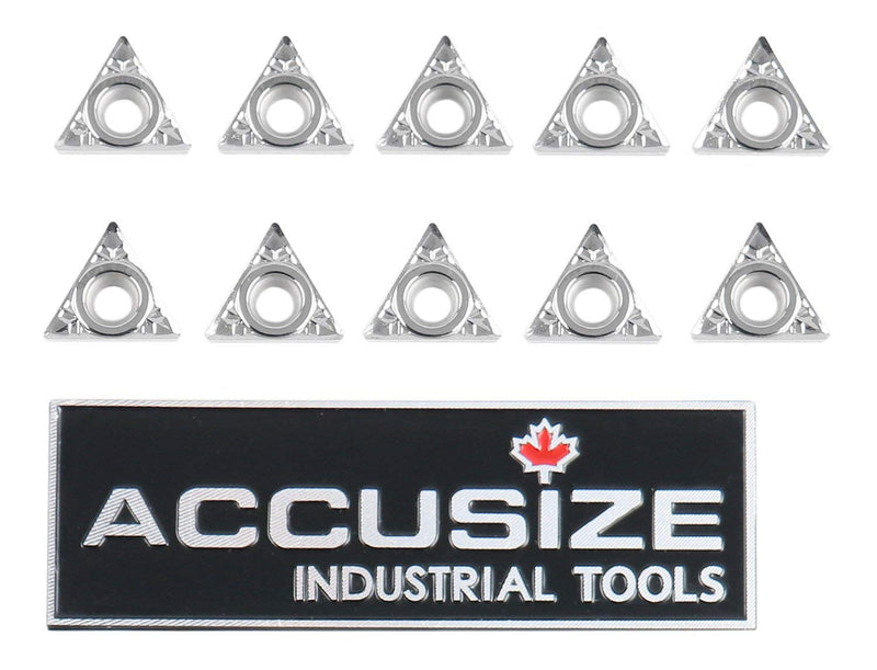 Accusize TCGT21.51-LH Carbide Inserts for Aluminum, 10 Pcs/Box | Lathe Turning Inserts, Positive-Rake TCGT110204-LH, 1/4 in I.C., 3/32 in Thick, 1/64 in Radius, 2024-1024x10 TCGX21.51-LH