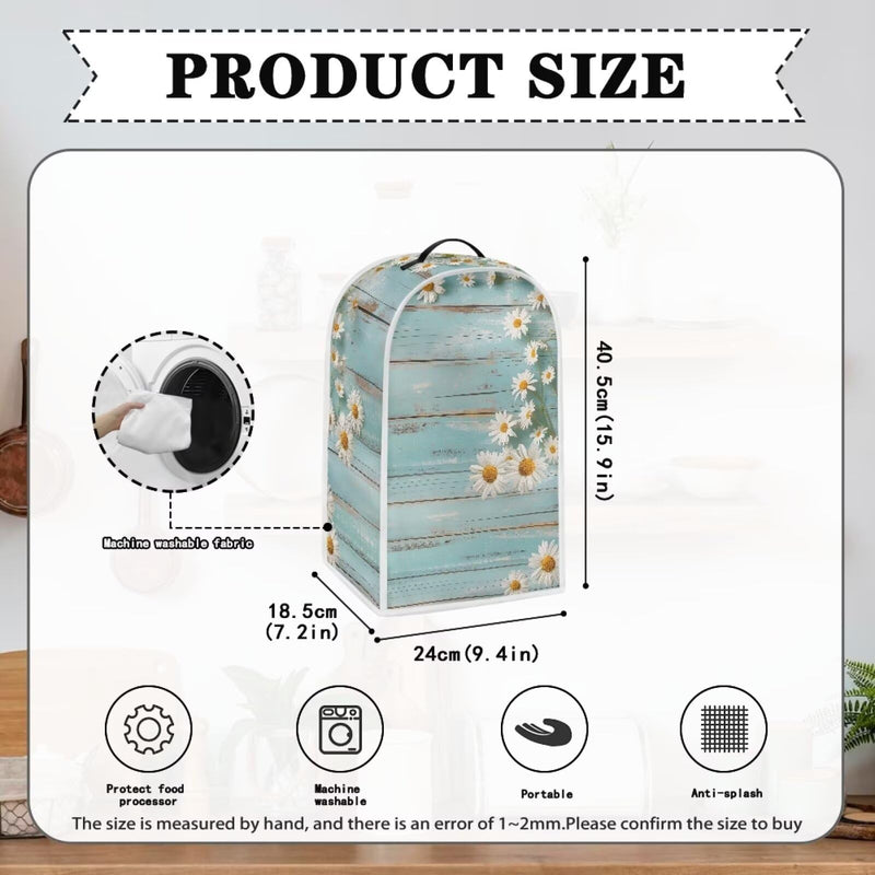 Daisy Blender Cover Teal Wood Appliance Dust Cover Universal for Food Processor Coffee Maker Juice Machine Reusable Protection Cover for Stand Mixer Daisy Teal Wood
