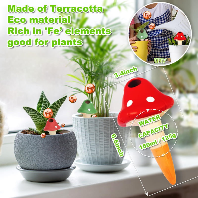 Terracotta Self Watering Devices Premium Self Watering Spikes Upgraded Planter Insert Device Irrigation Dripper Professional Garden Automatic Plant Accessories 4 Packs (Colorful Mushroom2.0) Colorful Mushroom2.0