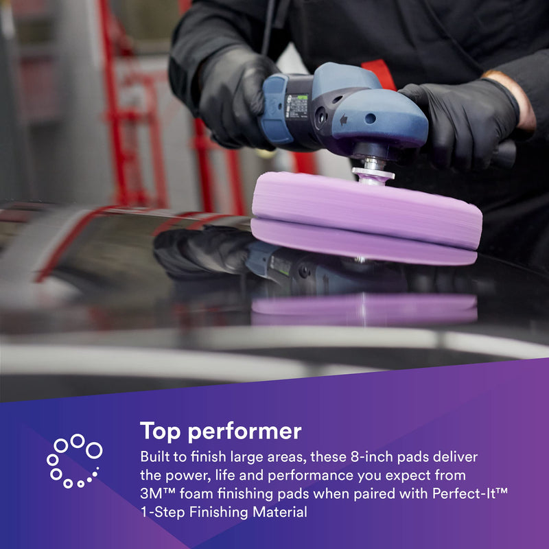 3M Perfect It 1 Step Foam Finishing Pad, 33035, Quick Connect, Surface Buffing, Collision Repair, High Gloss Polish, 8 in 8" Quick Connect