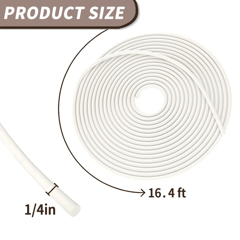 DGSL Backer Rod 1/4 Inch, Caulk Saver EPDM Rubber Backer Rod for Joints Concrete Filling and Gaps, Driveway and Wall Cracks(16.4 Ft Length) White 1/4" Diameter x 16.4' Length