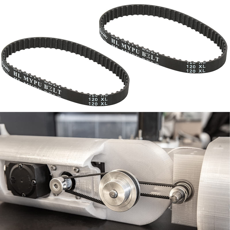 2Pcs 120XL 037 Timing Belt 60 Teeth Black Cogged Rubber Geared Belt 10mm Cog Drive Belt (120XL037)
