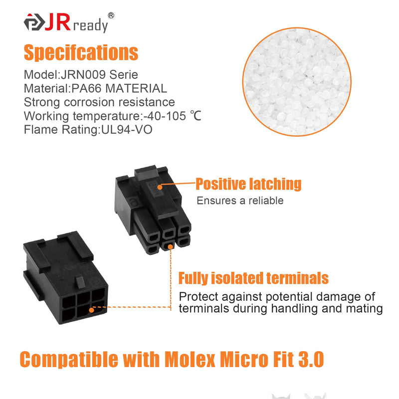 JRready ST6489 Micro-Fit 3.0 Dual Row 2 4 6 8 Circuits Connector kit, w/Crimp Terminals 20-24 AWG, Molex Extraction Tool, Compatible with Molex Micro-Fit 3.0 Connector, 3.0mm Pitch, 446 Pcs Micro-Fit 3.0 Connector Kit