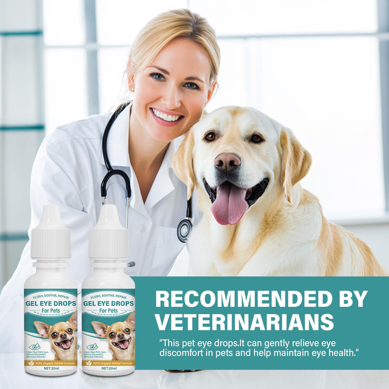 Cataract Drops for Dogs - Pet Gel Dog Eye Drops for Soothing Eye Discomfort, Reducing Tear Stains, and Supporting Eye Health, Gentle Formula for All Animals (2 X 20 ml)