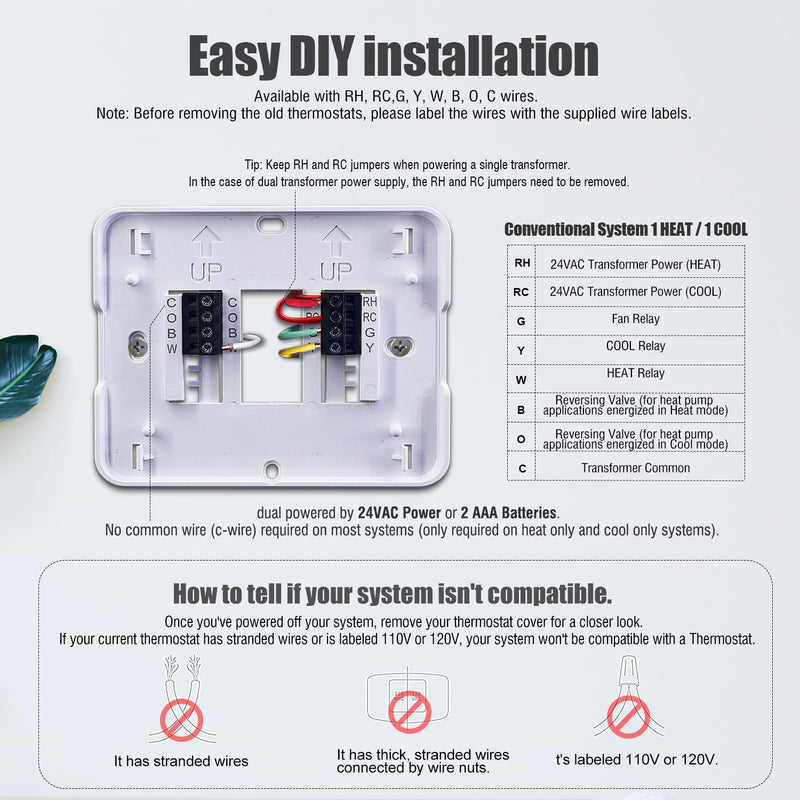 Non Programmable Thermostat for Home 1 Heat/ 1 Cool Single-Stage System, with Room Temperature & Humidity Monitor (LCD Blue Backlit Screen) - NewNest Australia