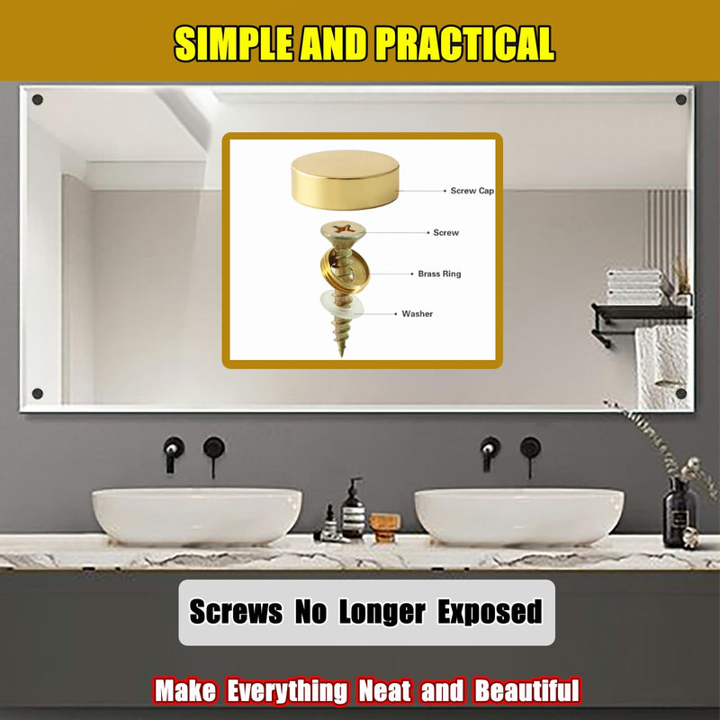 Alise Brass Screw Covers Caps,Decorative Mirror Screws Cap Nails,16mm Dia Upholstery Screws Head Covers,ZS007G-20P Gold Finish,Pack of 20 15.5mm