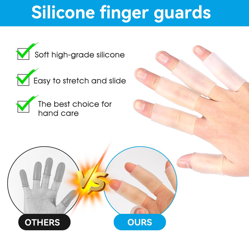 10 Pcs Finger Sleeves Protectors Silicone Finger Protectors Silicone Finger Sleeve Finger Covers Cushions and Protects Gel Rubber Finger Shields Provide Relief for Cracked Finger Transparent