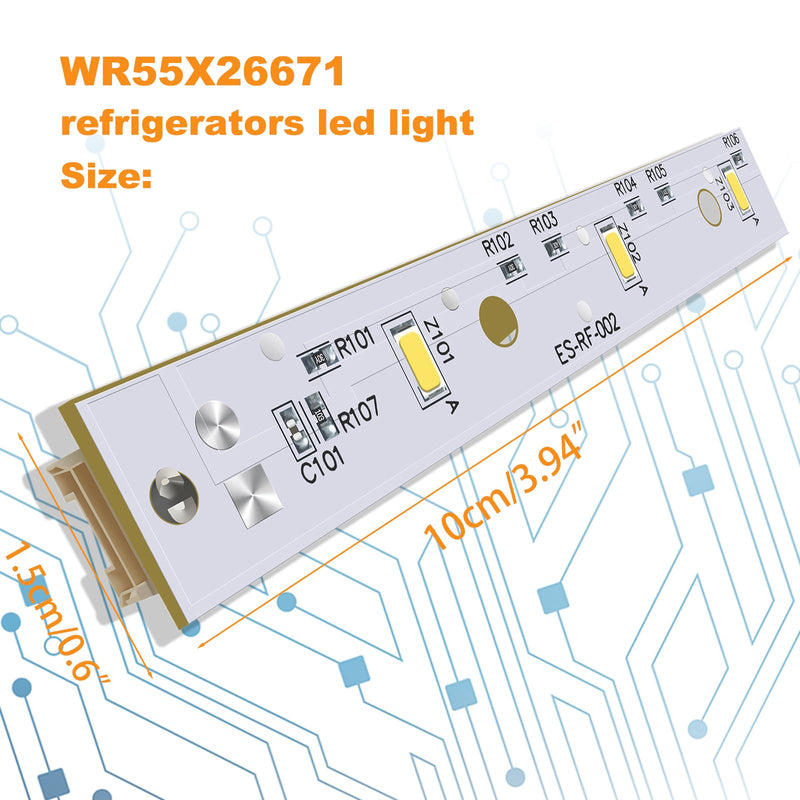 New Upgraded WR55X26671 Refrigerators led Light Board Replace Freezer Light Board Compatible ps11767930 ap6035586 4468532 eap11767930 6PCS 6 Pack