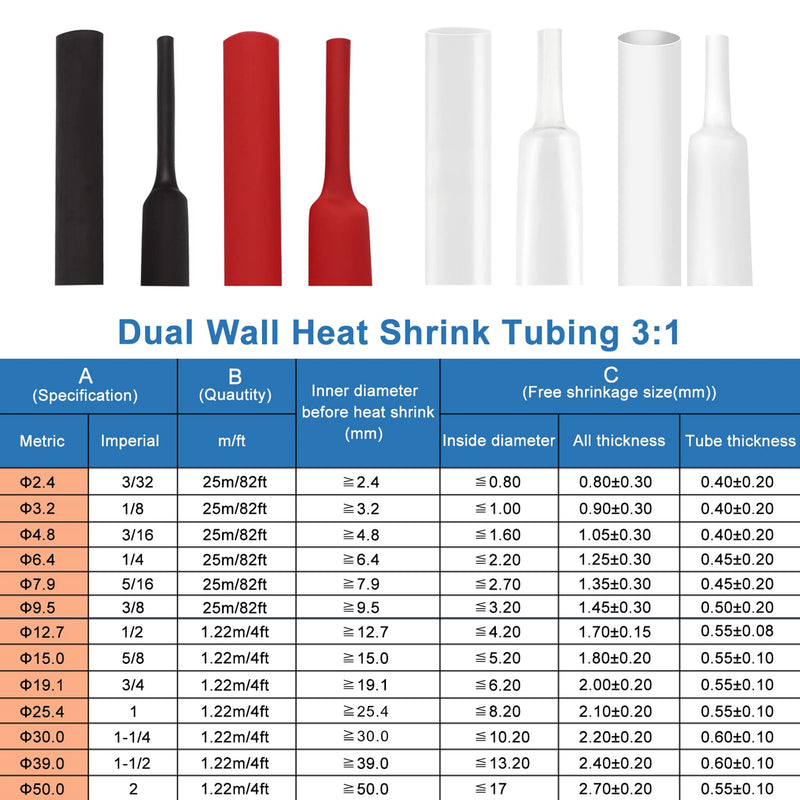 XHF UL 1/2 Inch 10Ft 3:1 Waterproof Heat Shrink Tubing Roll Marine Grade Adhesive Lined Heat Shrink Tube, Insulation Sealing Oil-Proof Wear-Resistant Black (12.7mm(1/2"))-10ft