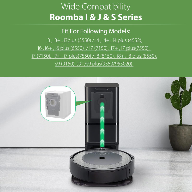 18 Pack Vacuum Bags for iRobot Roomba i7, i7+, i7Plus, i8, i8+, i3, i3+, i4, i4+, i6, i6+, s9, s9+, s9Plus, i and s Series Clean Base Automatic Dirt Disposal Bags 18 Pack