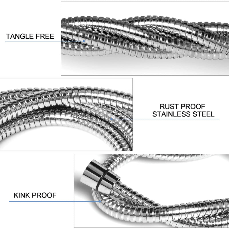 Shower Hose, 79 Inches Extra Long Stainless Steel Handheld Shower Head Hose with Brass Insert and Nut, Flexible, Chrome
