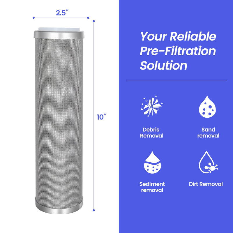 Stainless Steel Cleanable Wire Mesh Filter Cartridge 10”Length,2.5"OD(25 Micron) 25 micron