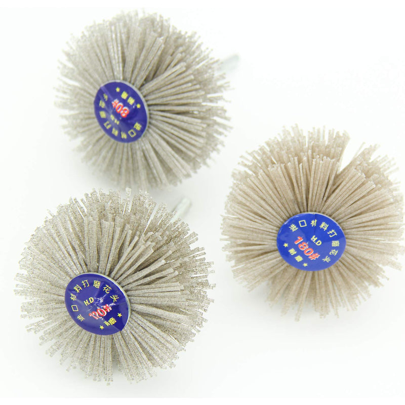 Woodwork Polish Grinder, Nylon Wheel Brush Abrasive, Grinding Head with 6mm Threaded Shank, Abrasive Nylon Wheel Brush, Sanding Mop, Abrasive Wheel (80/120/180# 3Pcs) 80/120/180# 3Pcs - NewNest Australia