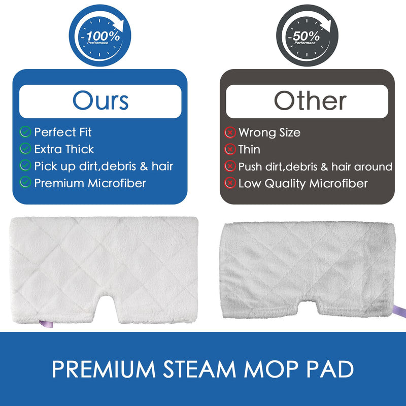 Replacement Microfiber Steam Mop pad Cleaning Pads for Shark Steam Pocket Mop S3500 Series S3550 S3501 S3601 S3601D S3901 S3801 S3801CO, White, S3501-White 4 Pack Short Plush