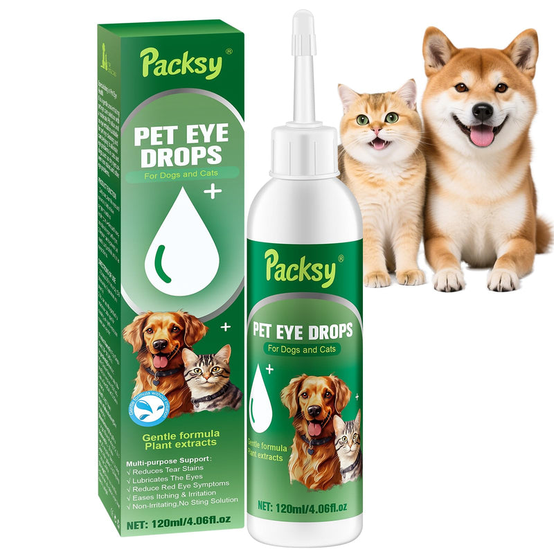 120ml/4.06fl oz Pet Eye Drops for Dogs and Cats,Solution for Redness,Itching and Tear Stains,Fast-Acting,Safe for All Breeds and Sizes 1