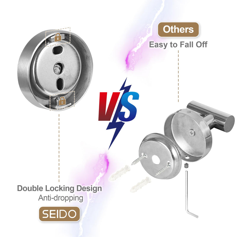 SEIDO Towel Hooks for Bathrooms, Brushed Nickel Towel Hook Wall Mounted, SUS 304 Stainless Steel Bathroom Towel Hook for Bathroom/Kitchen/Garage, 2pc 2 Pack