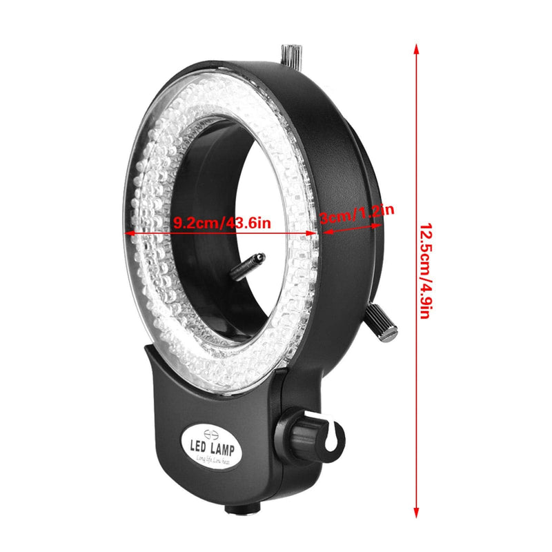 Akozon Microscope LED Light, Microscope Camera 144 LED Beads Light Source Brightness Adjustable Ring Lamp for Stereo Microscope & Camera (Black)