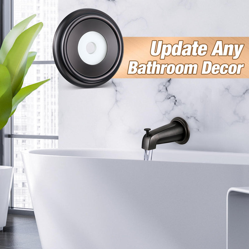 Dreyoo Metal Tub Spout Cover Ring, Tub Spout Remodel Ring, Tub Spout Trim Plate Ring with 1 Pcs Foam Gasket, 1-1/2 Inch ID and 3-5/8 Inch OD (Oil Rubbed Bronze) Oil Rubbed Bronze