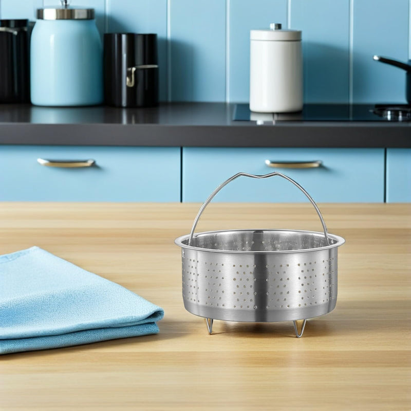 Luxshiny Multi-Use Vegetable Steamer Basket 6.88 Inch Stainless Steel Food Steaming Basket for Dumplings Seafood Eggs Corn and More