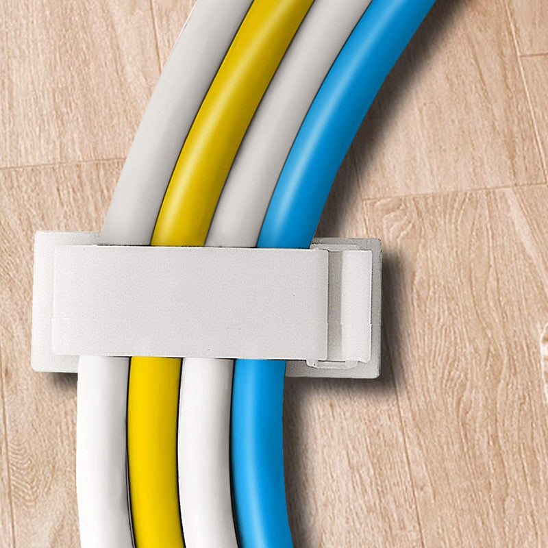 SOULWIT 50Pcs Self Adhesive Cable Management Clips, Cable Organizers Wire Clips Cord Holder for TV PC Ethernet Cable under Desk Home Office (White) White - NewNest Australia