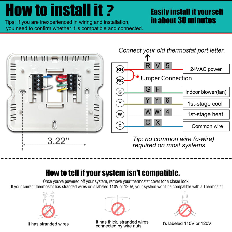 5-1-1 Day Programmable Thermostats for Home 1 Heat/ 1 Cool Conventional Single-Stage Systems 1 Heat/1 Cool Programmable Thermostat