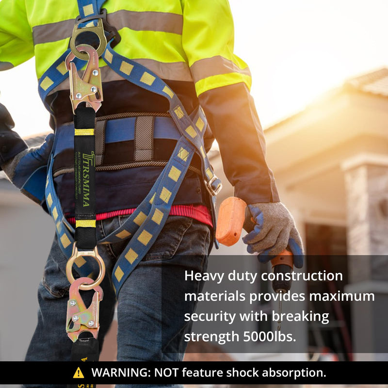 TRSMIMA Safety Harness Extension Lanyard - 18”D-ring Extender Fall Protection Arrest System with Snap Hook Connector Ring ANSI Compliant