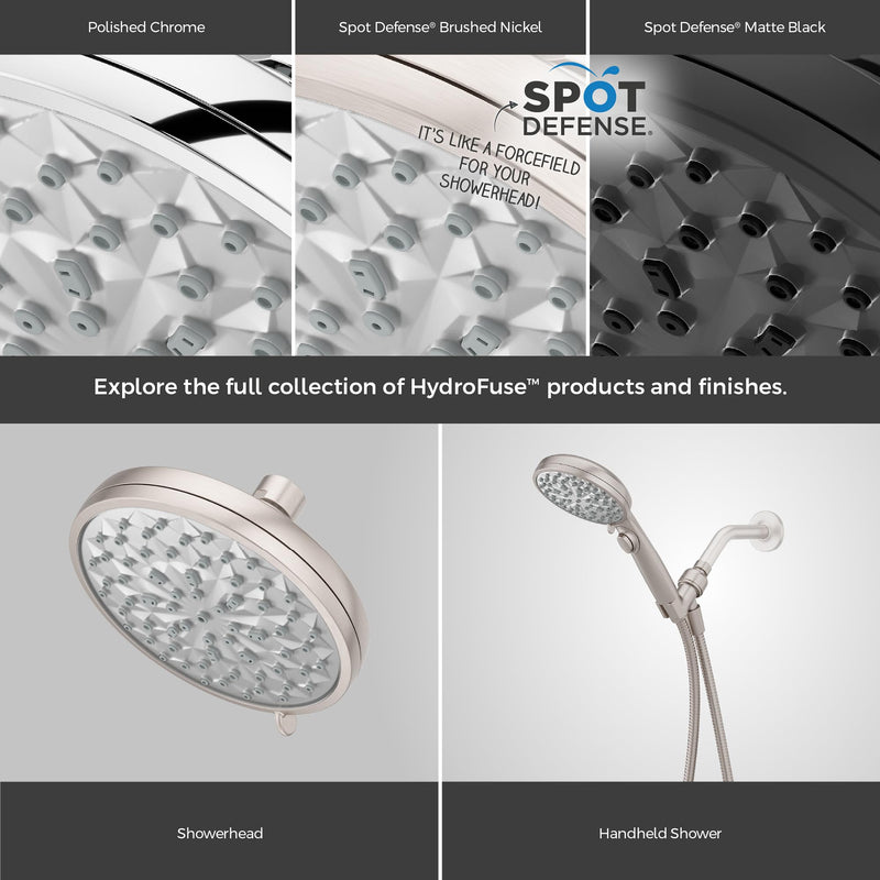 Pfister HydroFuse Shower Head, Shower Arm Not Included, 6-Function, 2.5 GPM, Spot Defense Brushed Nickel Finish, 015HF01GS