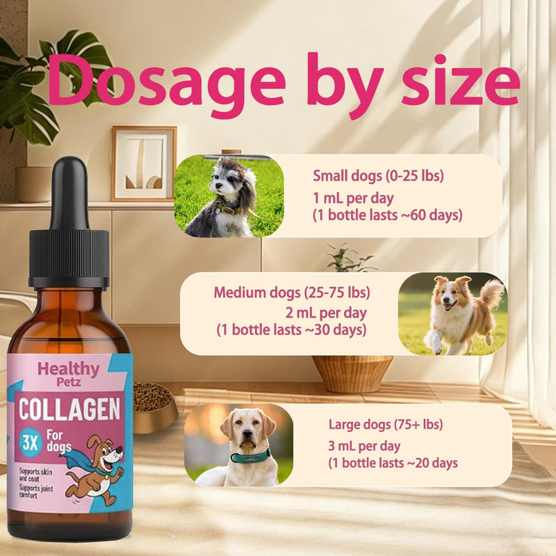 Healthy Petz Premium Liquid Collagen Drops for Dogs, Gut Health & Vitality Supplement, Advanced Joint Support 2 Fl OZ