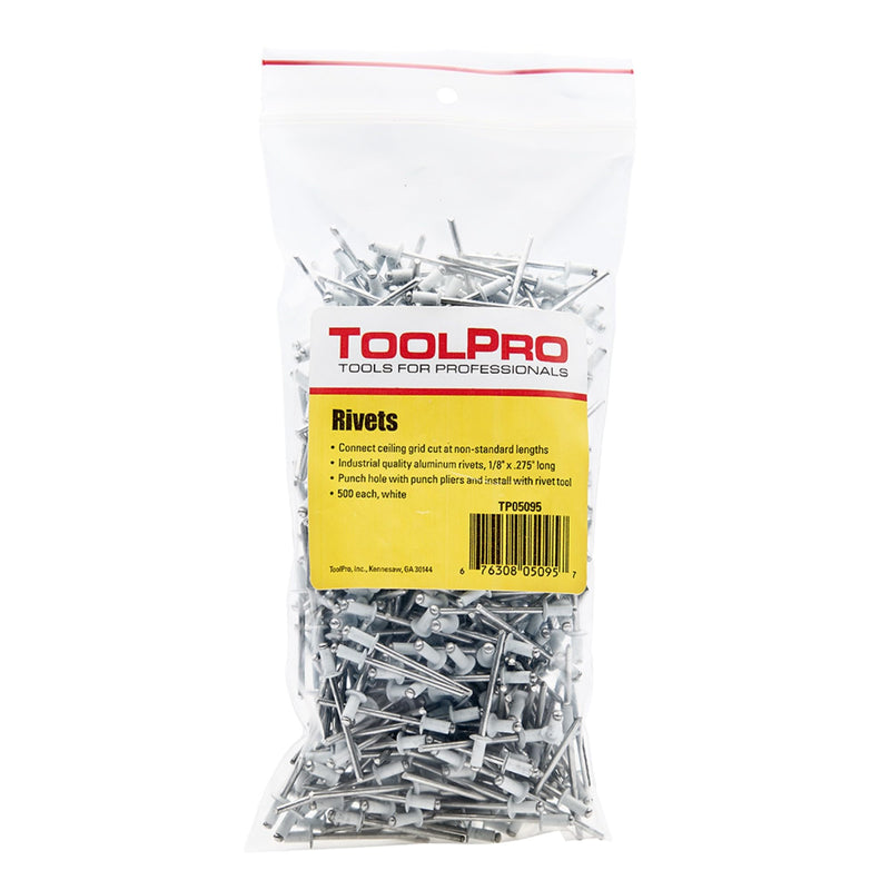 ToolPro Pop Rivets for Ceilings, 1/8" (500, White) 500