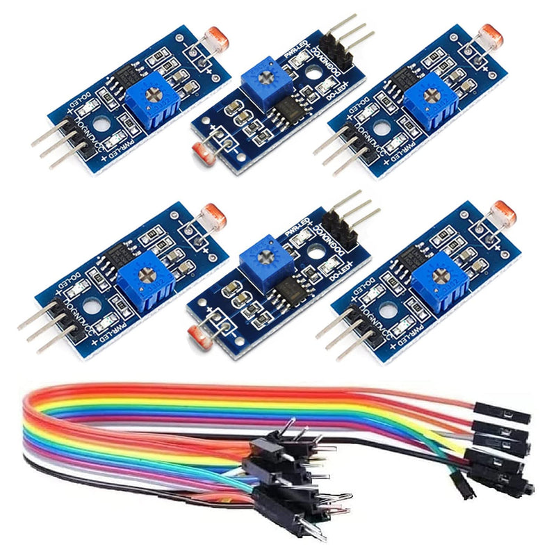 WWZMDiB 6Pcs 3Pin 5516 Photoresistor Light Sensor Module Adjustable Brightness 3.3-5V Compatible with Arduino