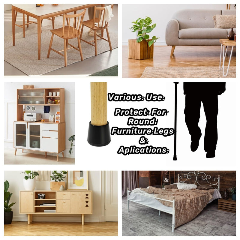 Non-Slip Rubber Chair Leg Caps - Furniture Feet Tips Covers Floor Protecters for Hardwood Floors, Round, Black (16PCS) (NSP-Slip, NSP-16PCS- 1-1/8"(28MM)) NSP-SLIP NSP-16PCS- 1-1/8"(28MM)