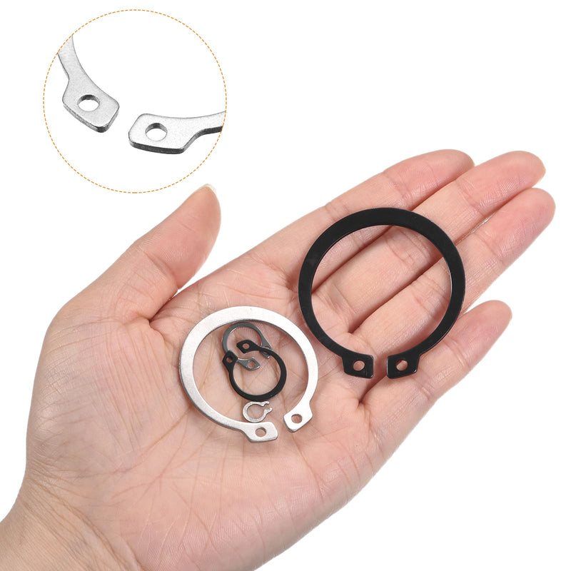 uxcell 30 Pcs External Retaining Rings, 11mm 304 Stainless Steel External Circlip Snap Rings Round Wire Snap Rings for Valves Electrical Appliances, Silver