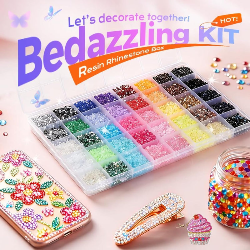 Bedazzler Kit with Rhinestones, Hotfix Applicator, DIY Hot Fix Rhinestone Setter, Hot Fixed Bedazzling Kit, 4380 Pcs, Crystal AB, Clear Box Set - NewNest Australia