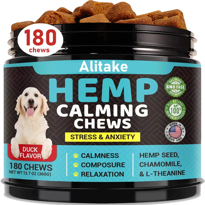 Hemp Calming Chews for Dogs - Dog Calming Treats Anxiety Relief 100% Golden Ratio of Natural Ingredients Calming Dog Treats, Aid with Separation, Barking, Stress Relief, Thunderstorms (Duck) Duck