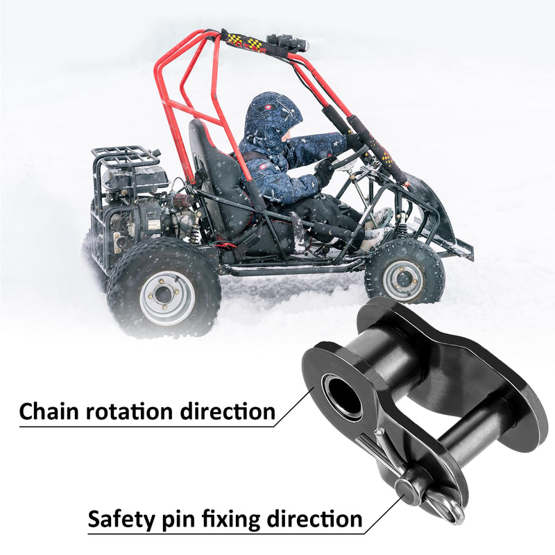 Roller Chain Offset Link #420, 6 Pieces 420 Chain Half Link Master Link Small Crank Chain Connecting Links Carbon Steel 1/2" Pitch 420 Offset Links, Black