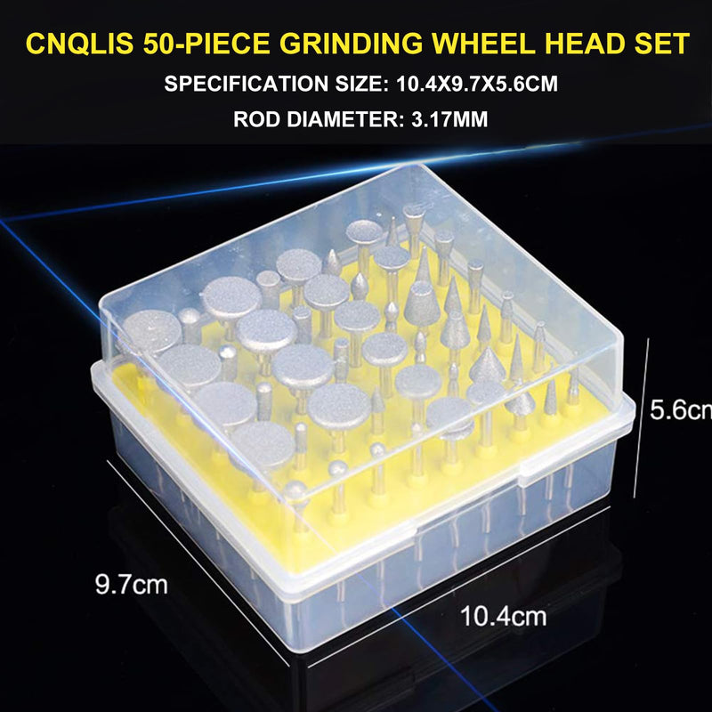 CNQLIS 50 Pcs Diamond Burr Set Coated Grinding Stone Carving Bits, Diamond Bits for Dremel Rotary Tools Big Head