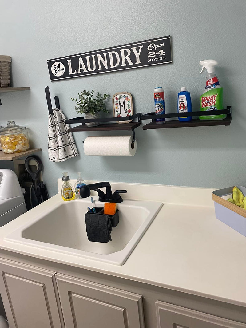 Utility Sink Faucet, Laundry Room Faucet with Pull Out Sprayer, Laundry Tub ABS Plastic Faucet, 4 Inch Centerset 3 Holes Installation Non-Metallic, Matte Black