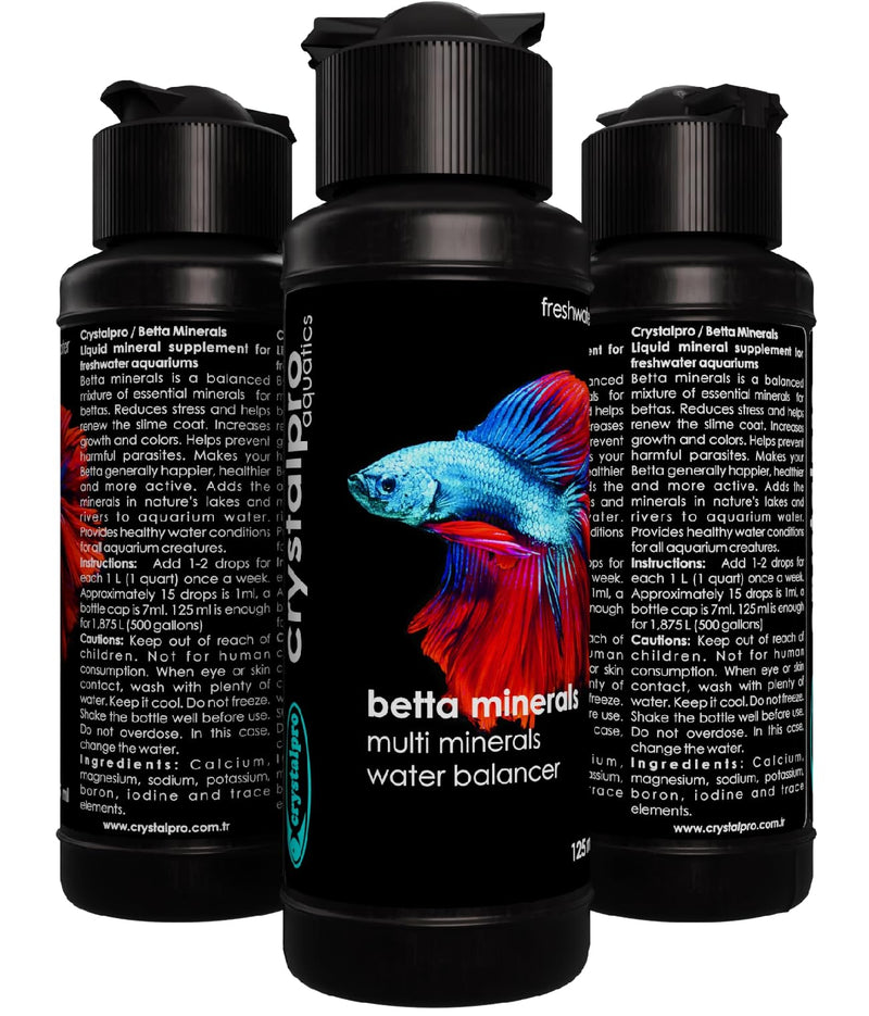 Betta Minerals for Betta Fish Health - Reduces Stress - Boosts Protective Coat - Aquarium Mineralizer (4.2 Oz (125ml)) 4.2 Oz (125ml)