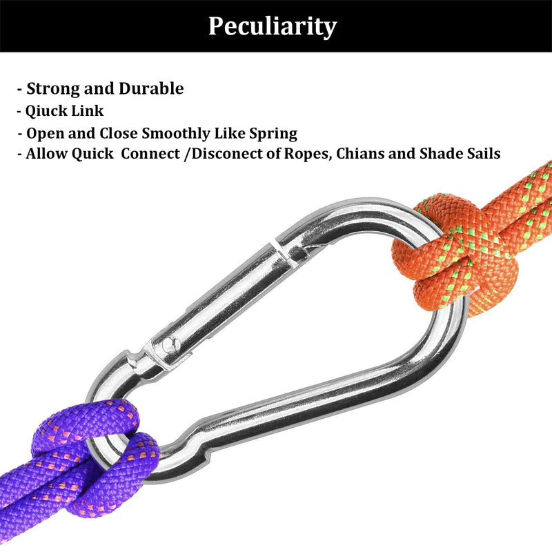 50Pcs 2” Safety Spring Snap Hook, Yision M5 3/16”Carabiner Quick Link Snap Hooks for Camping Hiking, 176LBS Holding Capacity Heavy Duty Steel Carabiner Clip Buckle for Swing Hammock Gym Outdoor 2 Inch (M5)