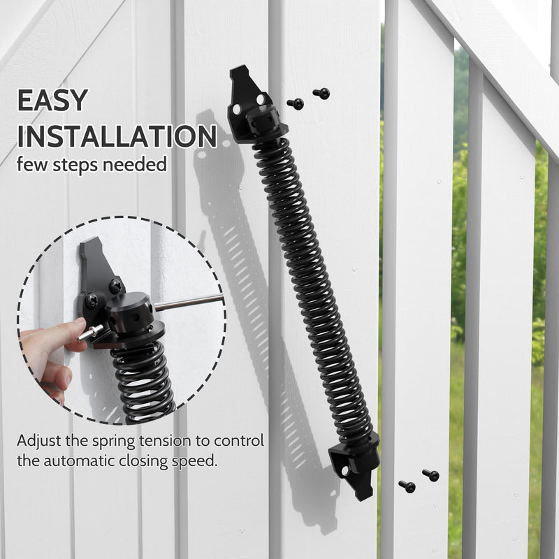 14" Gate Spring Self Closing Heavy Duty Outdoor Door Spring Automatic Gate Closer, Adjustable for Wooden and Vinyl Fence, Black,4 Pack 4
