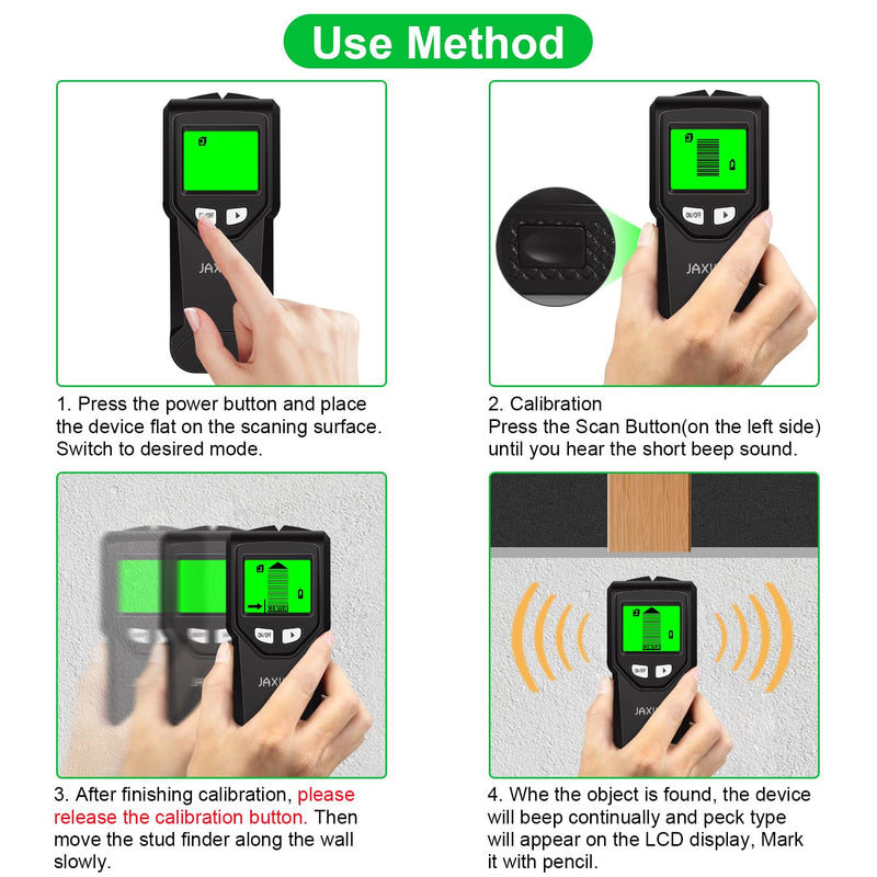 Stud Finder Wall Scanner - 5 in 1 Stud Finder Tool w/Smart Chip and HD LCD Display, Stud Detector Beam Finders for the Center and Edge of Wood AC Wire Metal Studs Joist Pipe (black Seaweed)